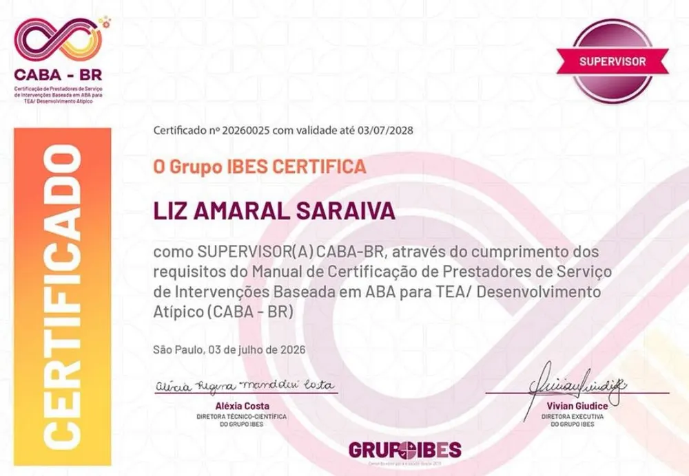 Certificado de Supervisora CABA-BR nº 20260025 emitido pelo Grupo IBES